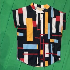 Colorful Geometric Print Blouse